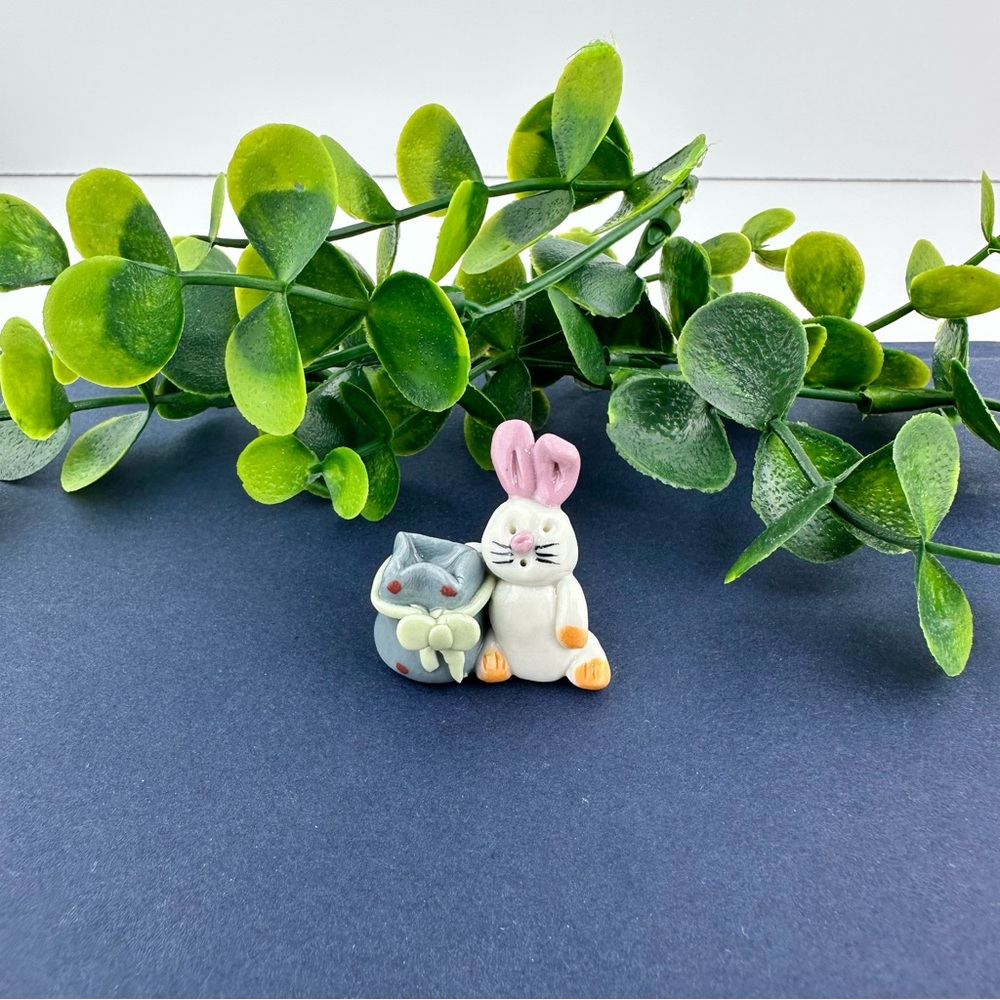 Vintage Mini Bunny with Bag Figurine
